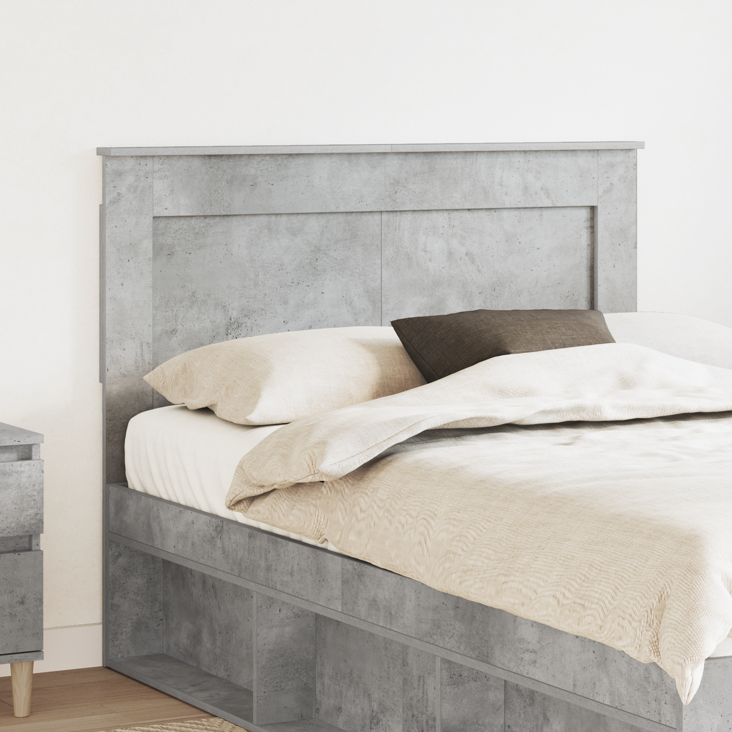 Headboard with Headboard Concrete Grey 135 cm Engineered Wood