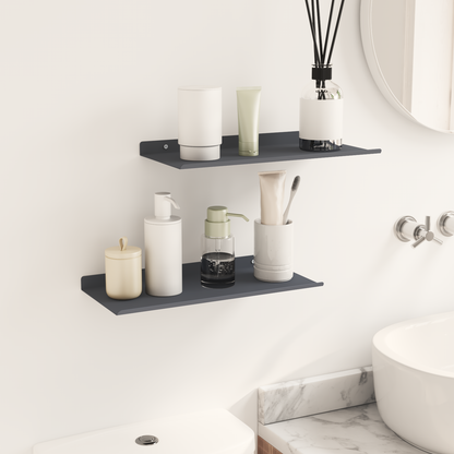 Floating Shelf 2 pcs Anthracite 40 x 18 x 2.5 cm Steel