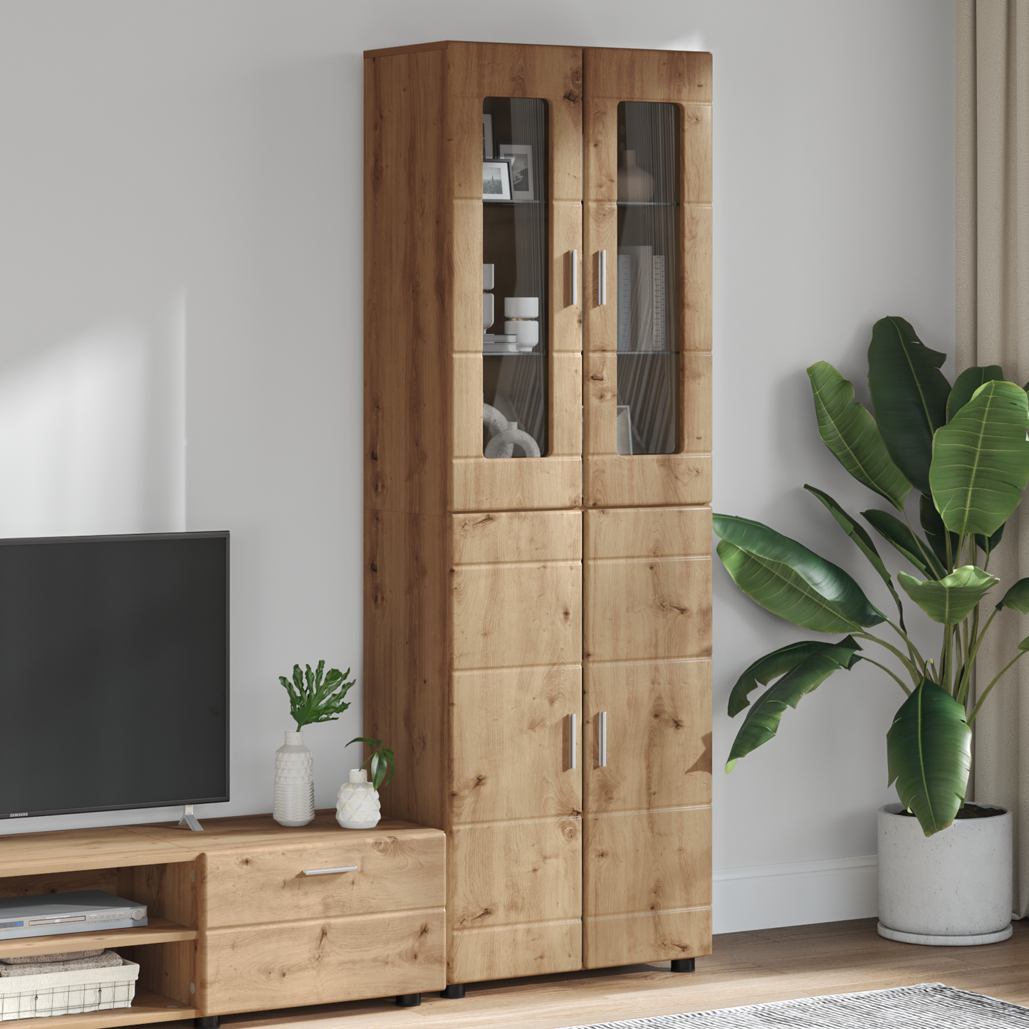Highboard FLORIN Artisan Oak 60 x 35 x 182 cm Engineered Wood