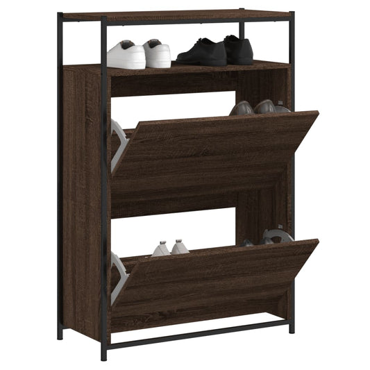 Shoe Cabinet Brown Oak 75x34x112 cm Engineered Wood