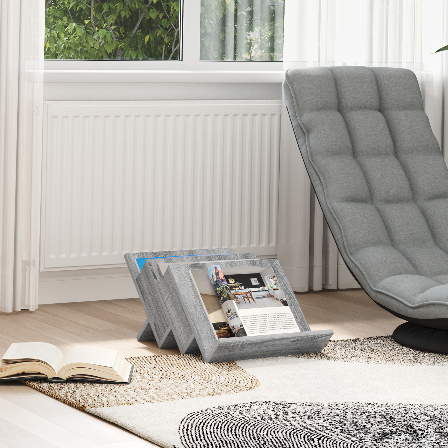 Magazine Rack Grey Sonoma 53 x 40 x 28.5 cm Engineered Wood