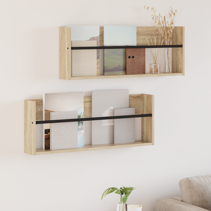 Magazine Rack 2 pcs Sonoma Oak 80 x 12 x 30 cm Engineered Wood