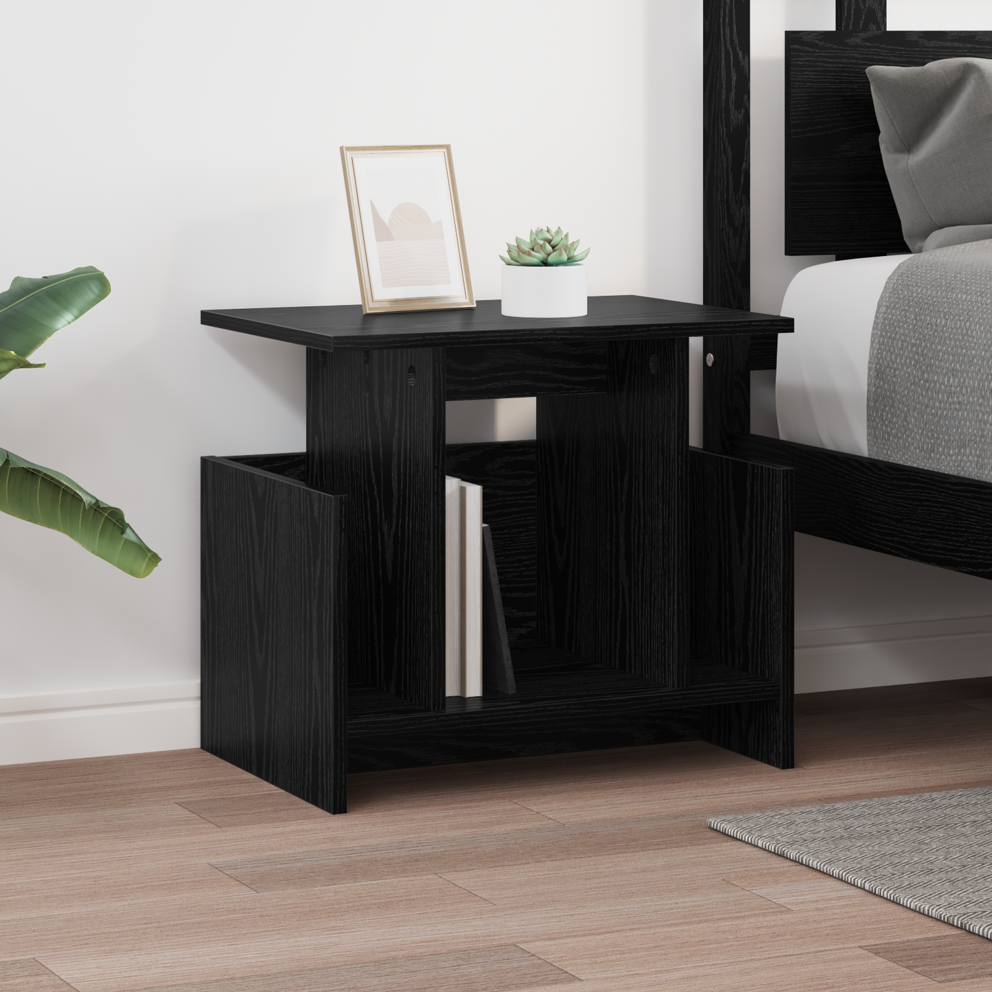 TV Stand Black Oak 50 x 35 x 45 cm Engineered Wood