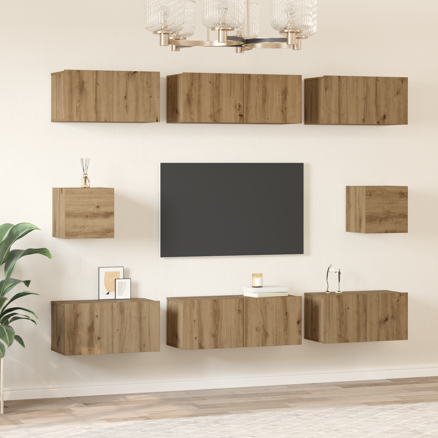 TV Cabinet Set Wall-mounted 8 pcs Artisan Oak Engineered Wood