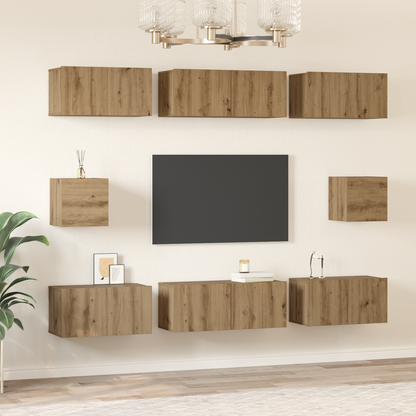 TV Cabinet Set Wall-mounted 8 pcs Artisan Oak Engineered Wood