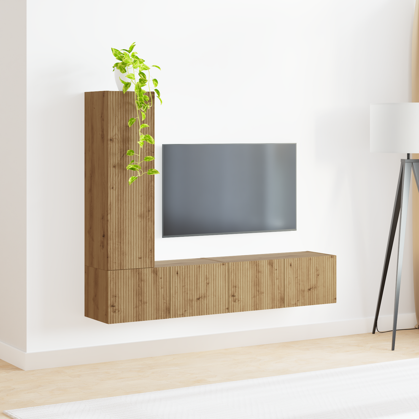 TV Cabinet Set Wall-mounted 3 pcs Artisan Oak Engineered Wood