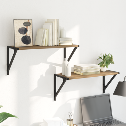 Wall Shelves with Shelf 2 pcs Artisan Oak 60 x 25 x 25.5 cm