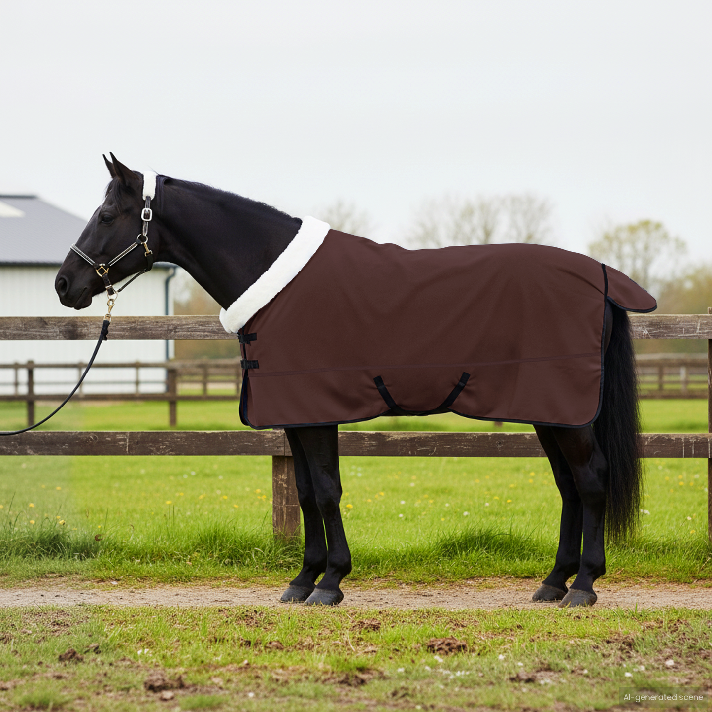 Horse Blanket Full Dark Brown 165 cm Polar fleece