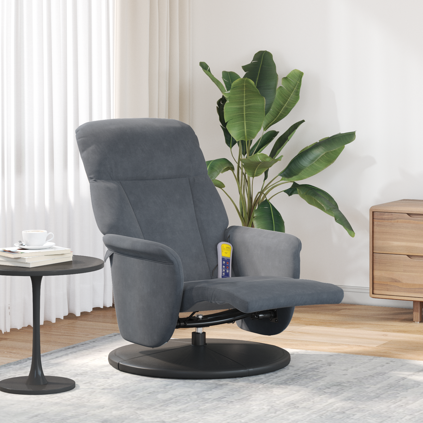 Massage Recliner Chair Dark Grey 91 x 71 x 105 cm Velvet