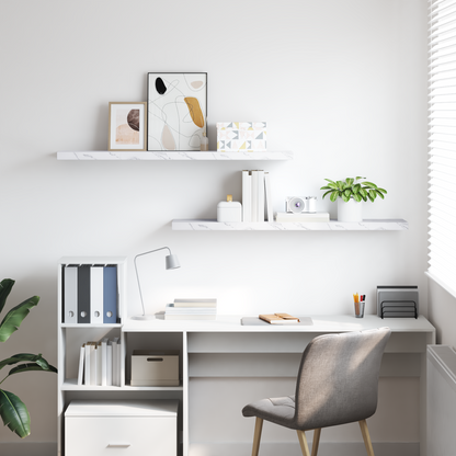 Wall Shelf 2 pcs White Marble 120 x 23.5 x 4 cm Engineered Wood