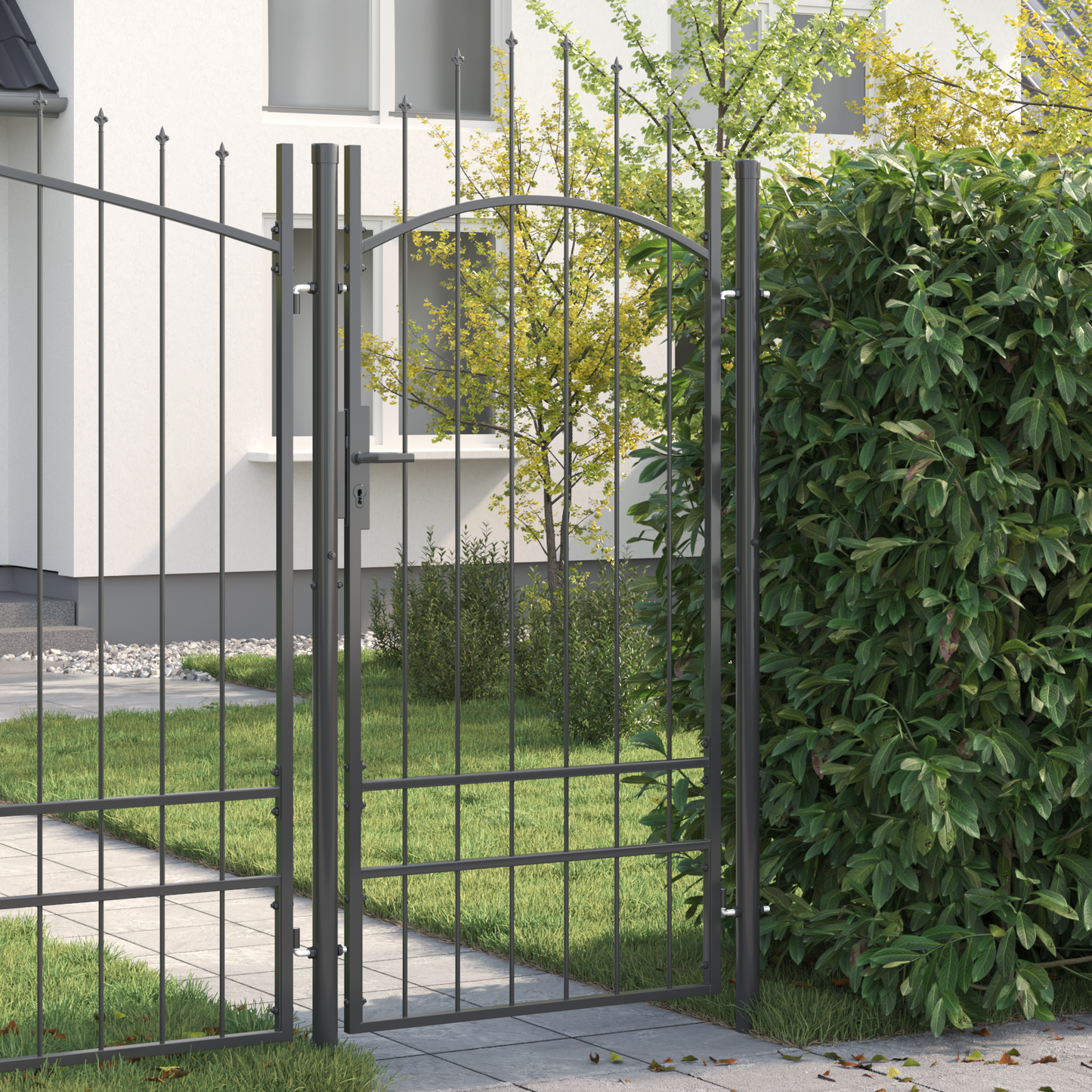 Garden Gate with Lock Woerden Grey 195 x 500 cm Steel