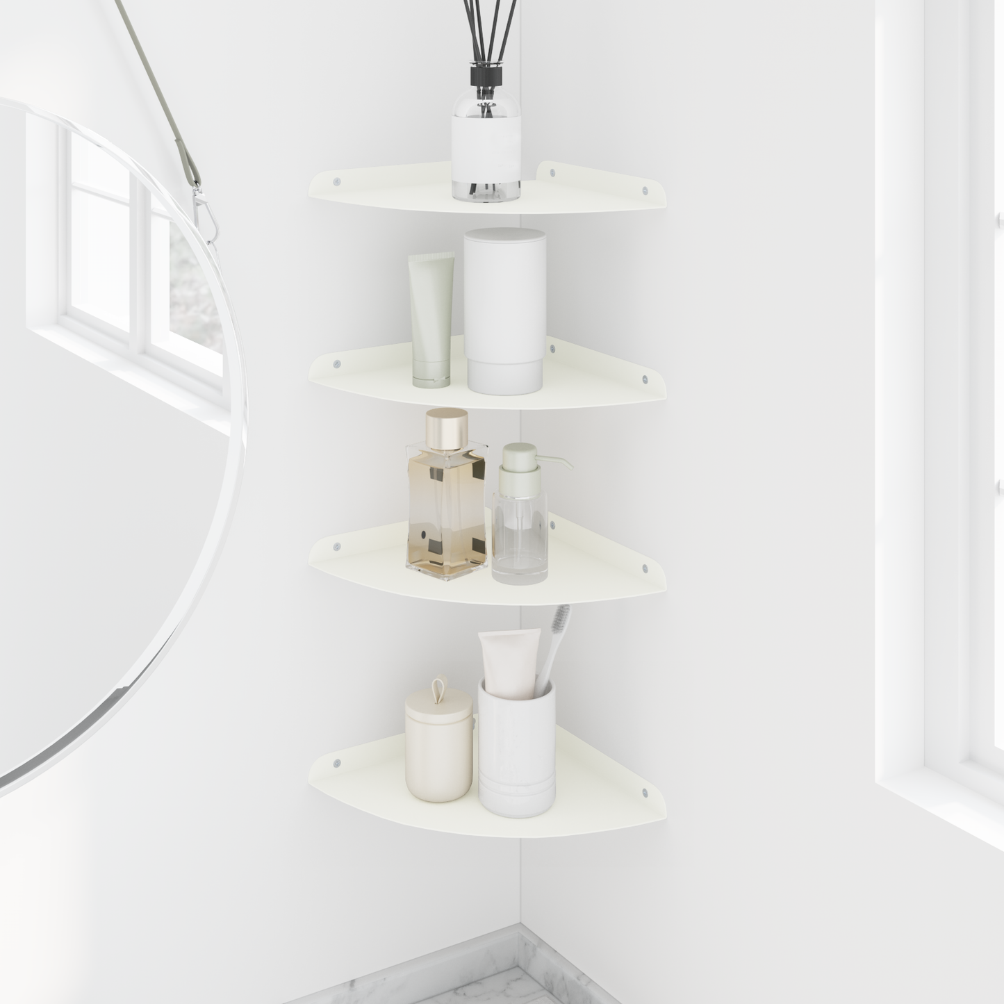 Floating Shelf with Shelf 4 pcs White 24 x 24 x 2 cm