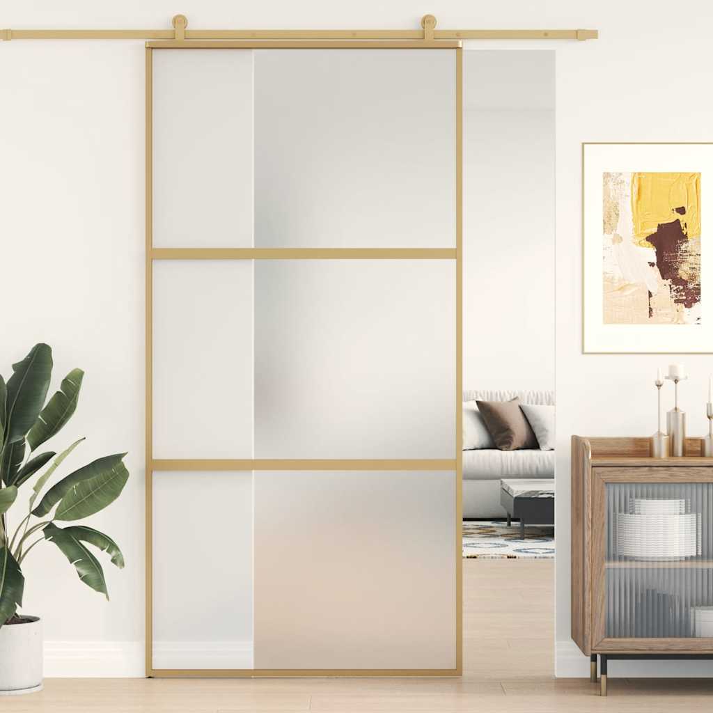 Sliding Door Gold 102,5x205 cm Frosted ESG Glass and Aluminium