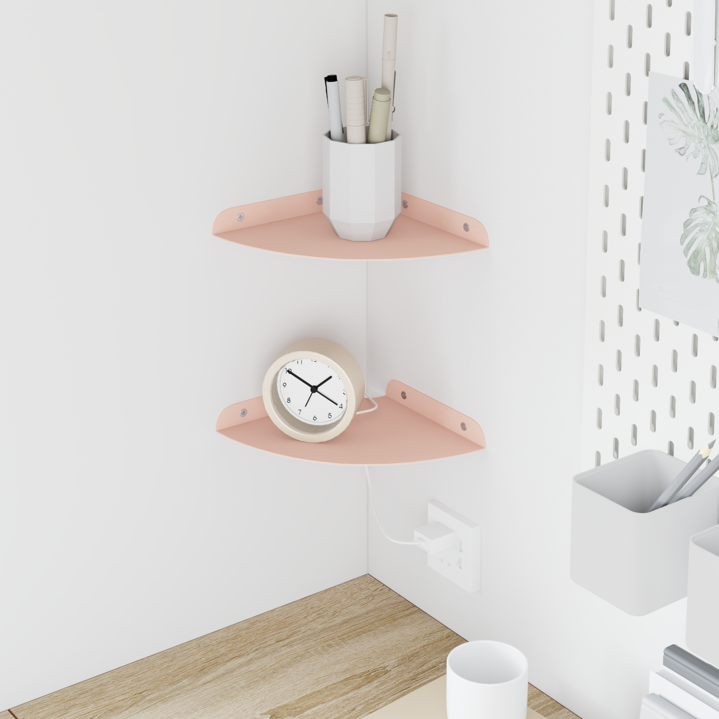 Floating Shelf with Shelf 2 pcs Pink 18 x 18 x 2 cm