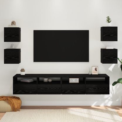 Wall Mounted TV Cabinet 4 pcs Black Oak 30.5 x 30 x 30 cm
