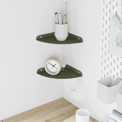 Floating Shelf with Shelf 2 pcs Olive Green 18 x 18 x 2 cm