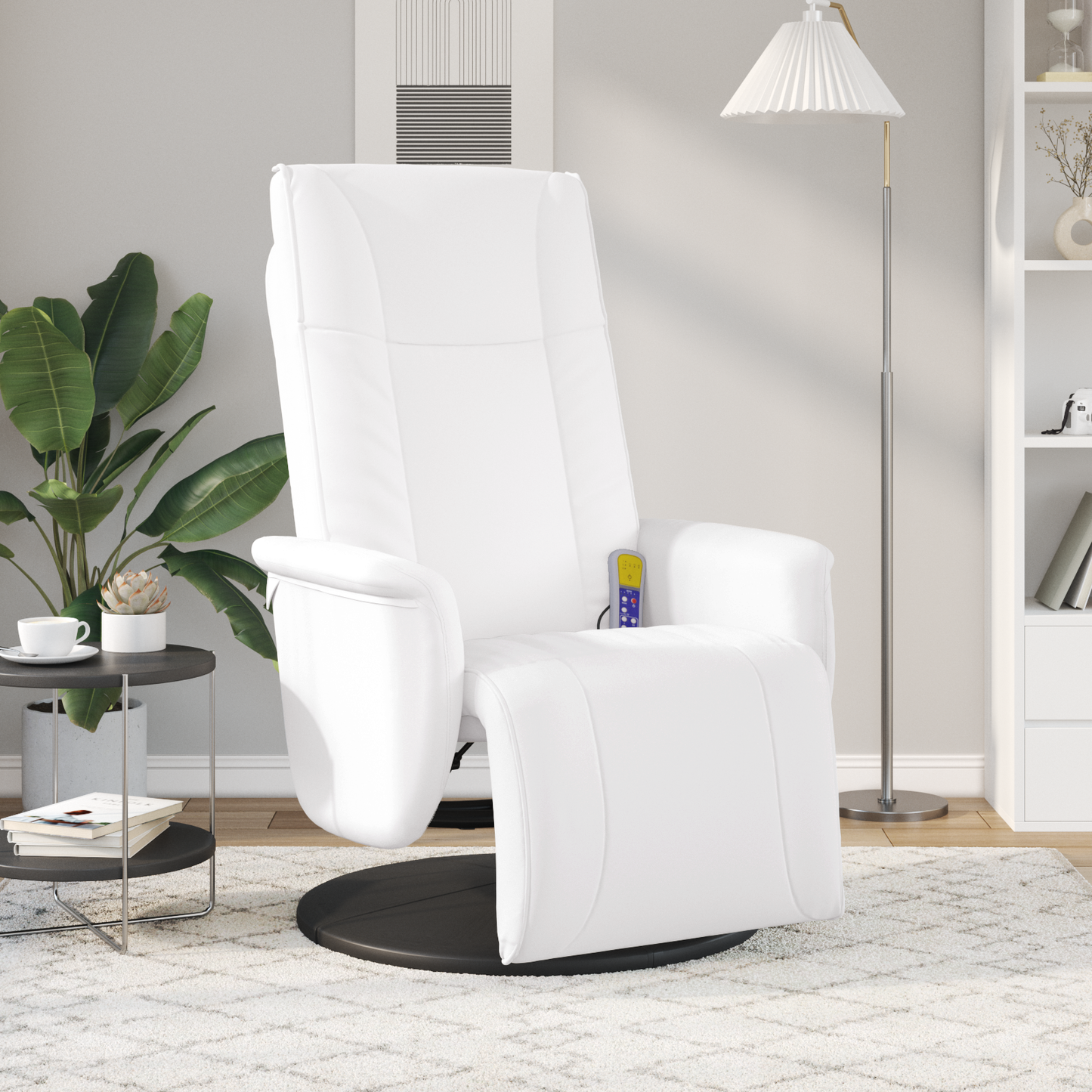 Swivel Massage Recliner Chair White 71 x 90 x 105 cm