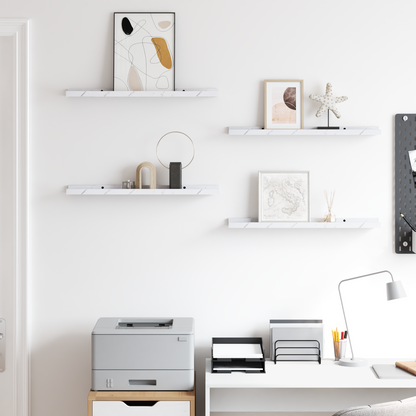 Wall Shelf 4 pcs White Marble 60 x 9 x 3 cm Engineered Wood