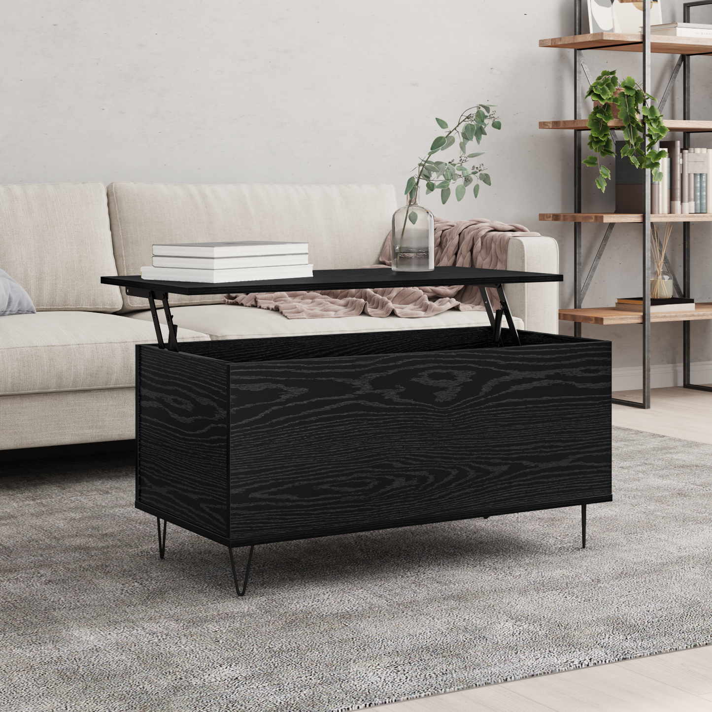 Coffee Table Black oak 90 x 44.5 x 45 cm Engineered wood
