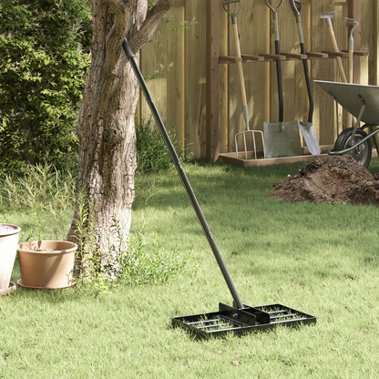 Garden Leveling Rake Black 45 x 25 x 200 cm Powder-Coated Steel