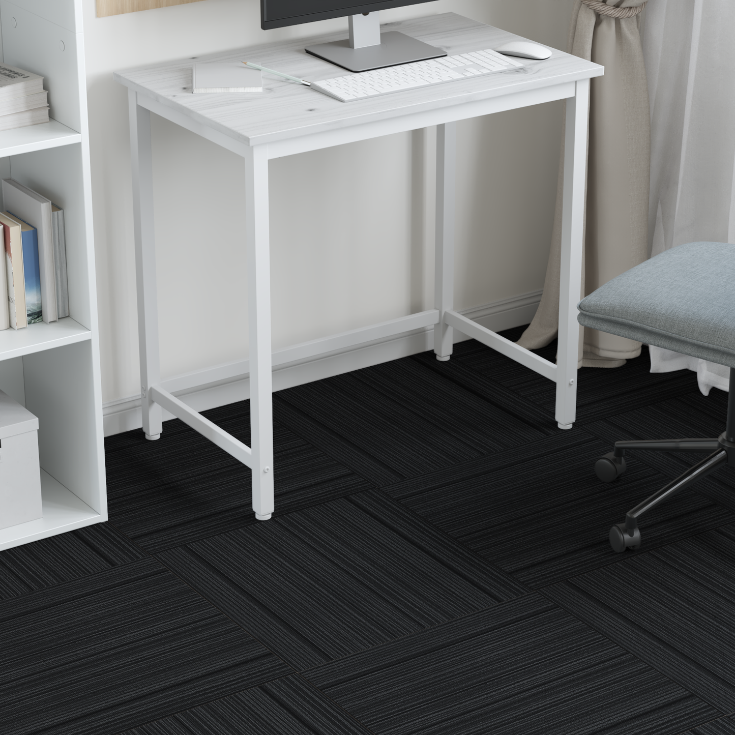 Carpet Tile Striped Light Grey 50 x 50 cm 4 pcs PP and Bitumen