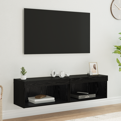 TV Cabinet Set 2 pcs Black Oak 60 x 30 x 30 cm Engineered Wood