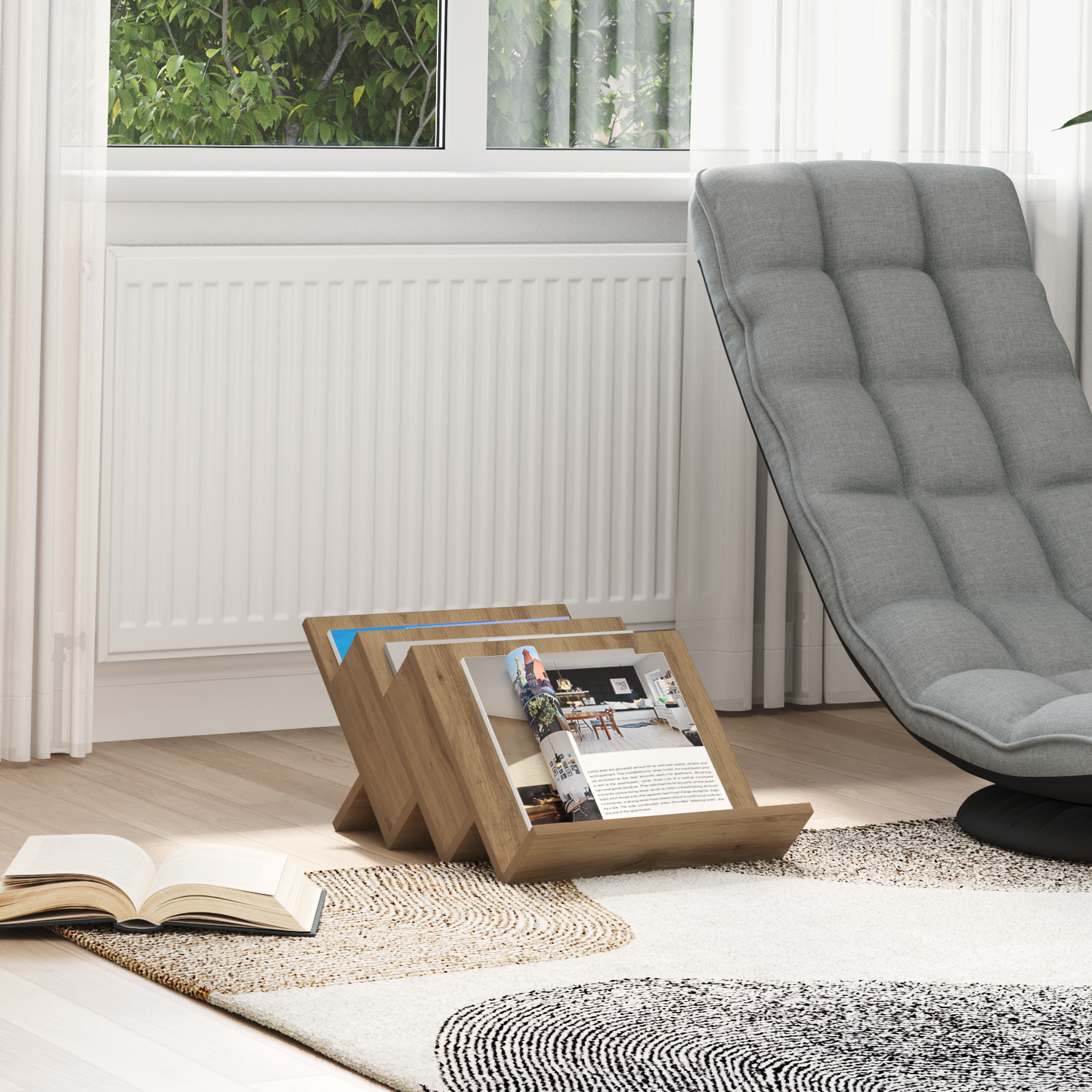 Magazine Rack Artisan Oak 53 x 40 x 28.5 cm Engineered Wood