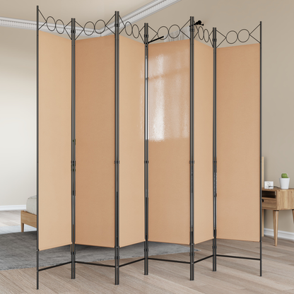6-Panel Room Divider Beige 240 x 200 cm Fabric