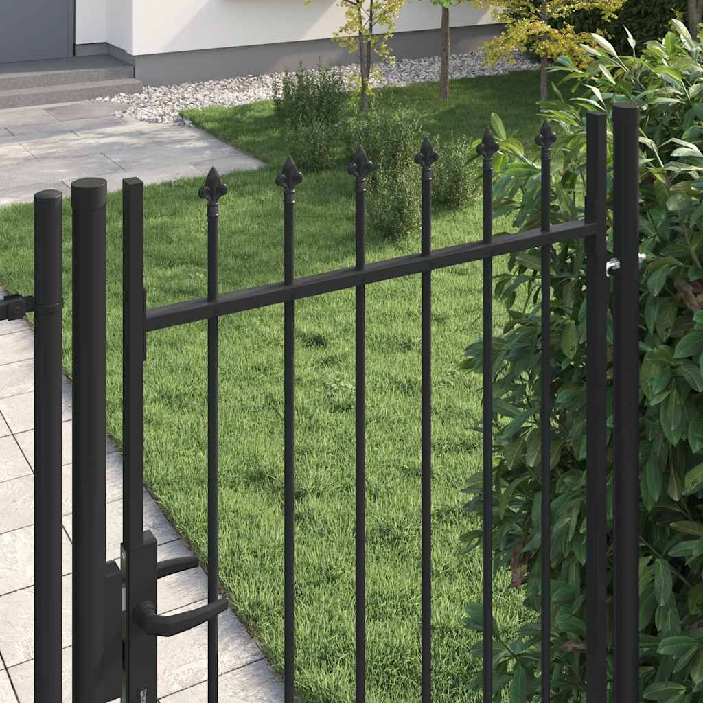 Fence Gate BOXTEL Single Door with Spike Top Steel 1x1.75 m Black