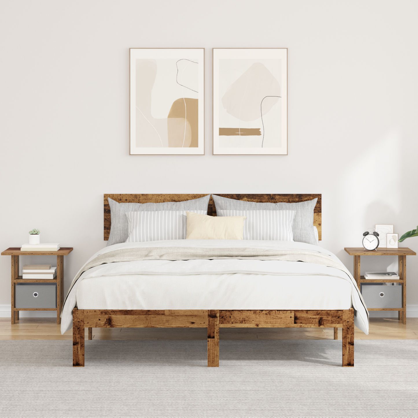 Bedside Table 2 pcs Old Wood 41 x 40 x 45 cm Engineered Wood
