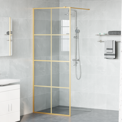 Walk-in Shower Wall Gold 80 x 195 cm Tempered Glass