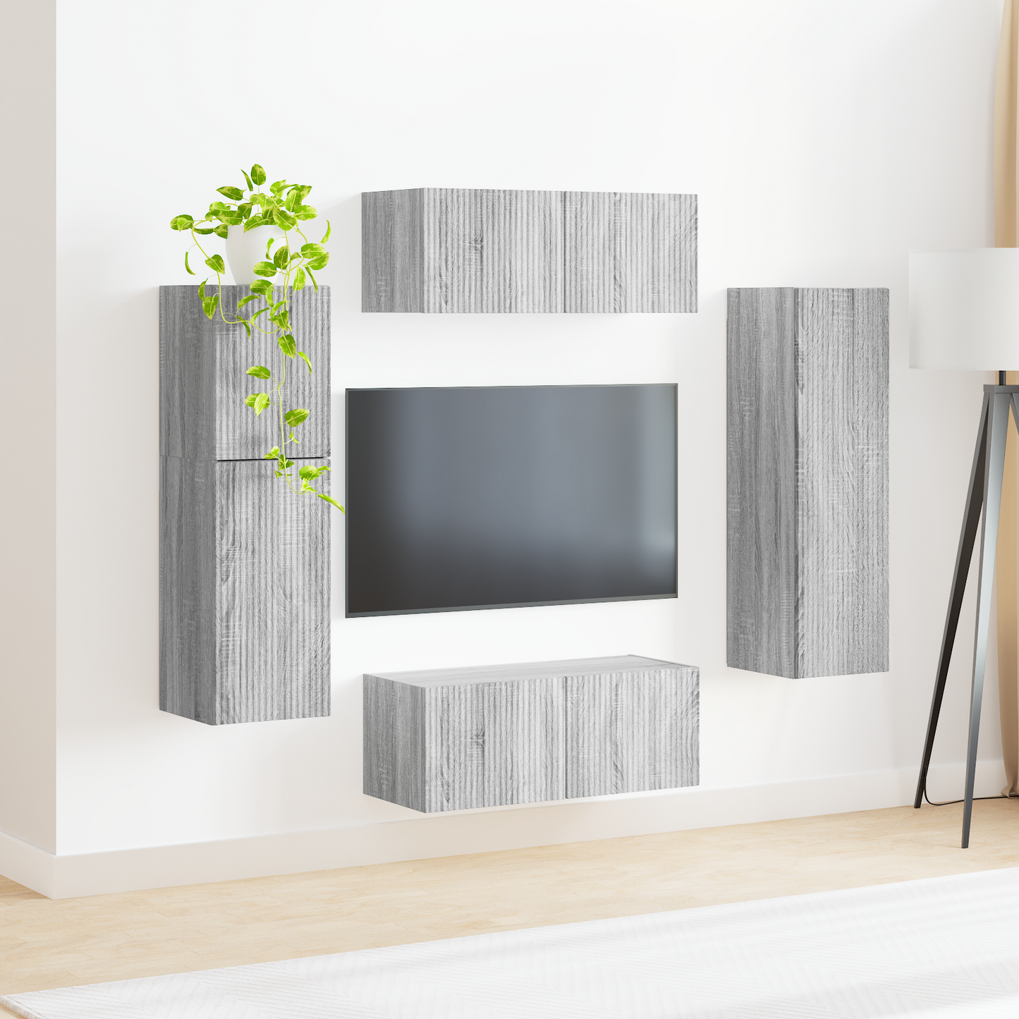 TV Cabinet Set Wall-mounted 4 pcs Grey Sonoma Engineered Wood
