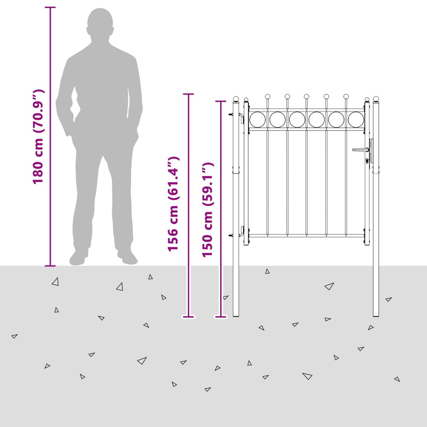 Fence Gate HORST 100 x 100 cm Metal Black Lockable