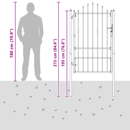 Fence Gate HORST 100 x 150 cm Metal Black Lockable