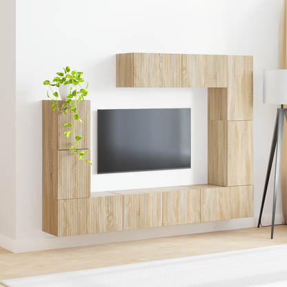 TV Cabinet Set Wall-mounted 5 pcs Sonoma Oak Engineered Wood