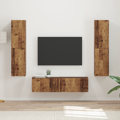 TV Cabinet Set 6 pcs Old Wood Engineered Wood