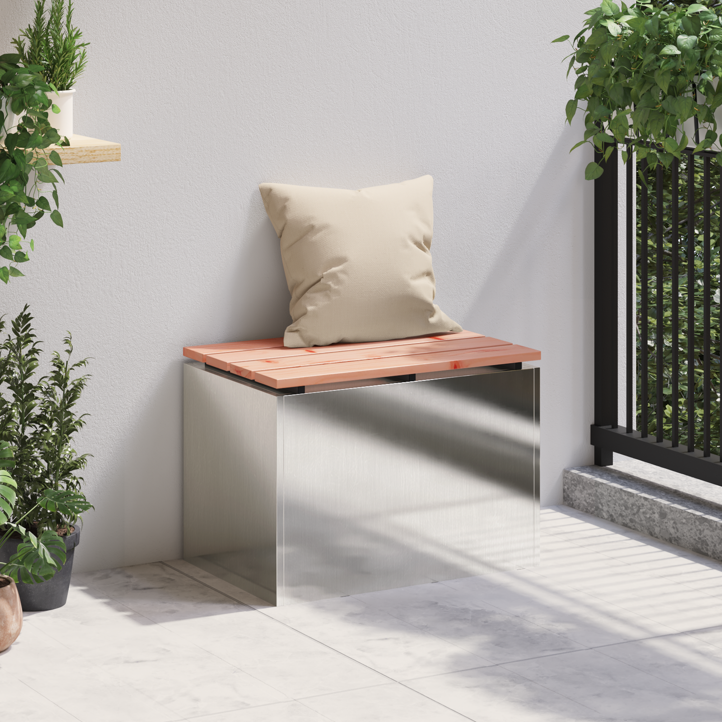 Garden Bench Silver 60 x 40 x 43 cm Stainless steel