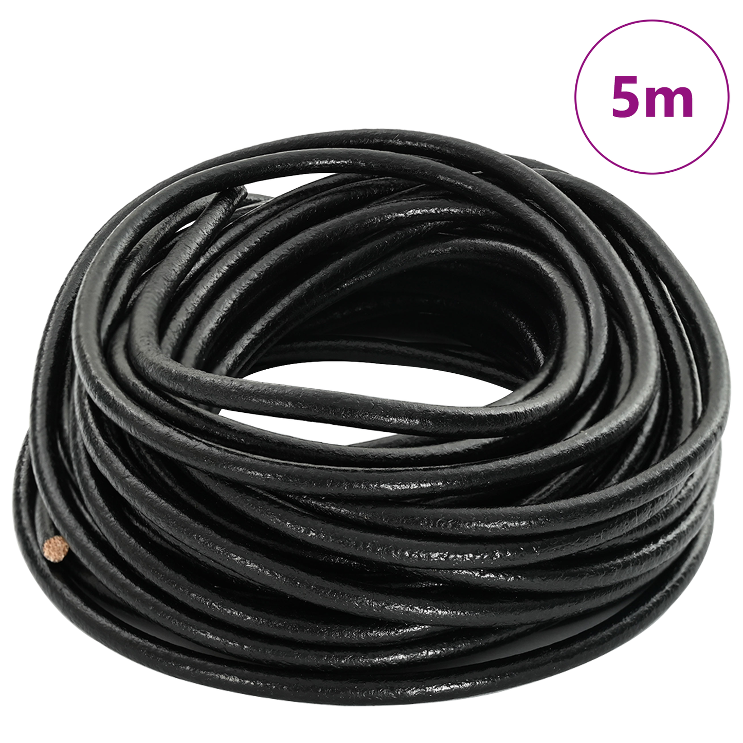 Leather Cord Black Ø5 mm x 5 m Leather