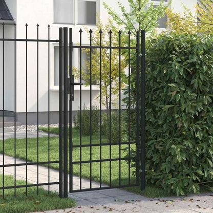 Fence Gate BOXTEL Single Door with Spike Top Steel 1x1.75 m Black