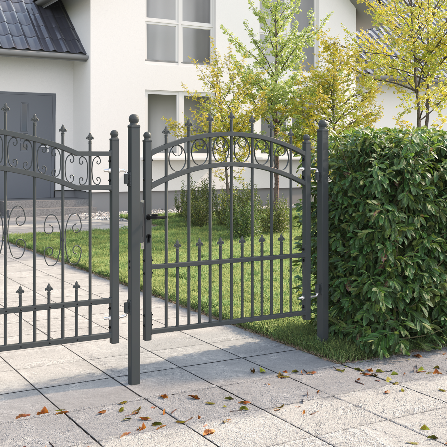 Fence Gate with Spikes EMMEN 100 x 100 cm Powder-coated steel
