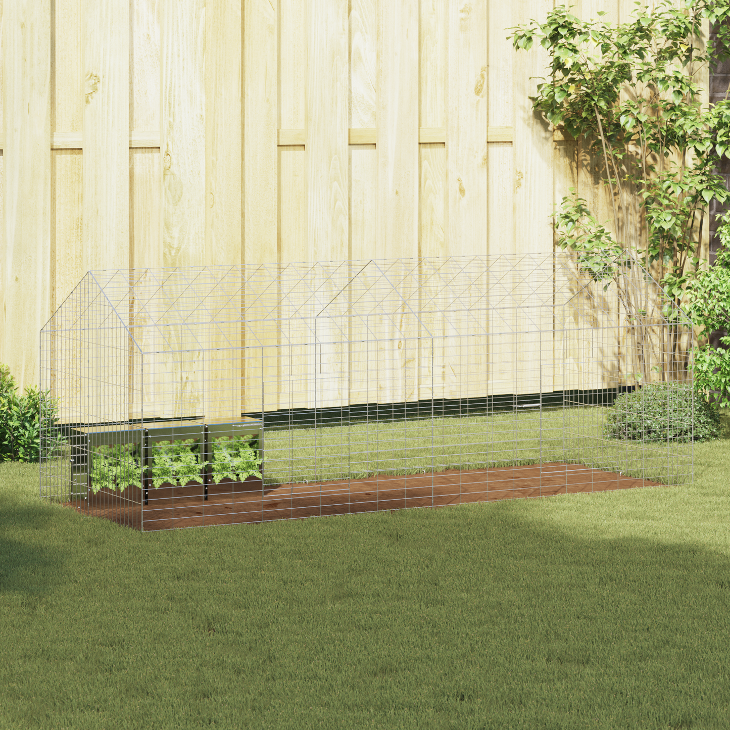 Rabbit Cage Silver 200 x 78 x 78 cm Galvanised Steel