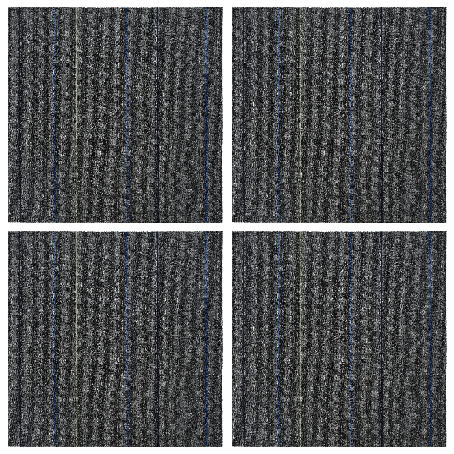 Carpet Tile Medium Grey with Stripes 50 x 50 cm 4 pcs
