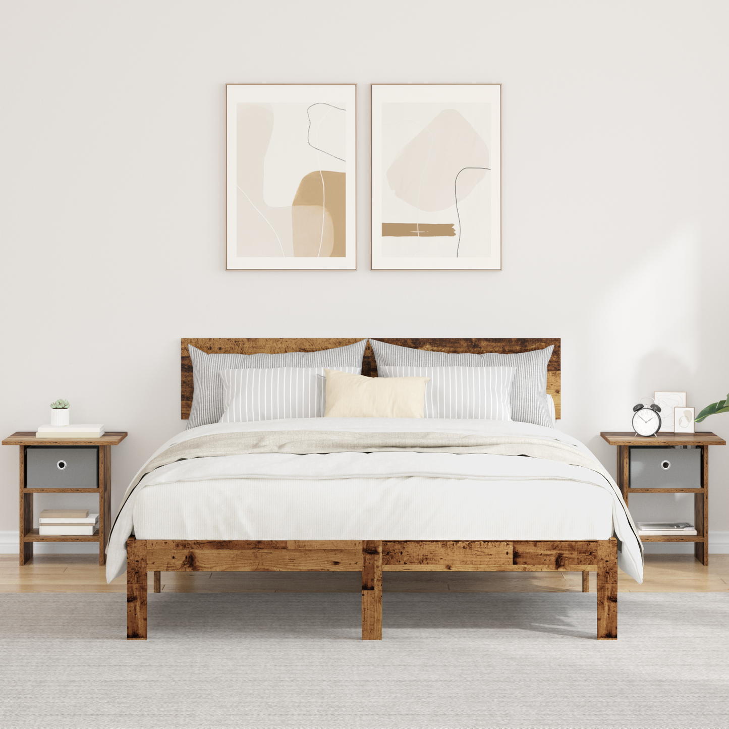 Bedside Table 2 pcs Old Wood 41 x 40 x 45 cm Engineered Wood