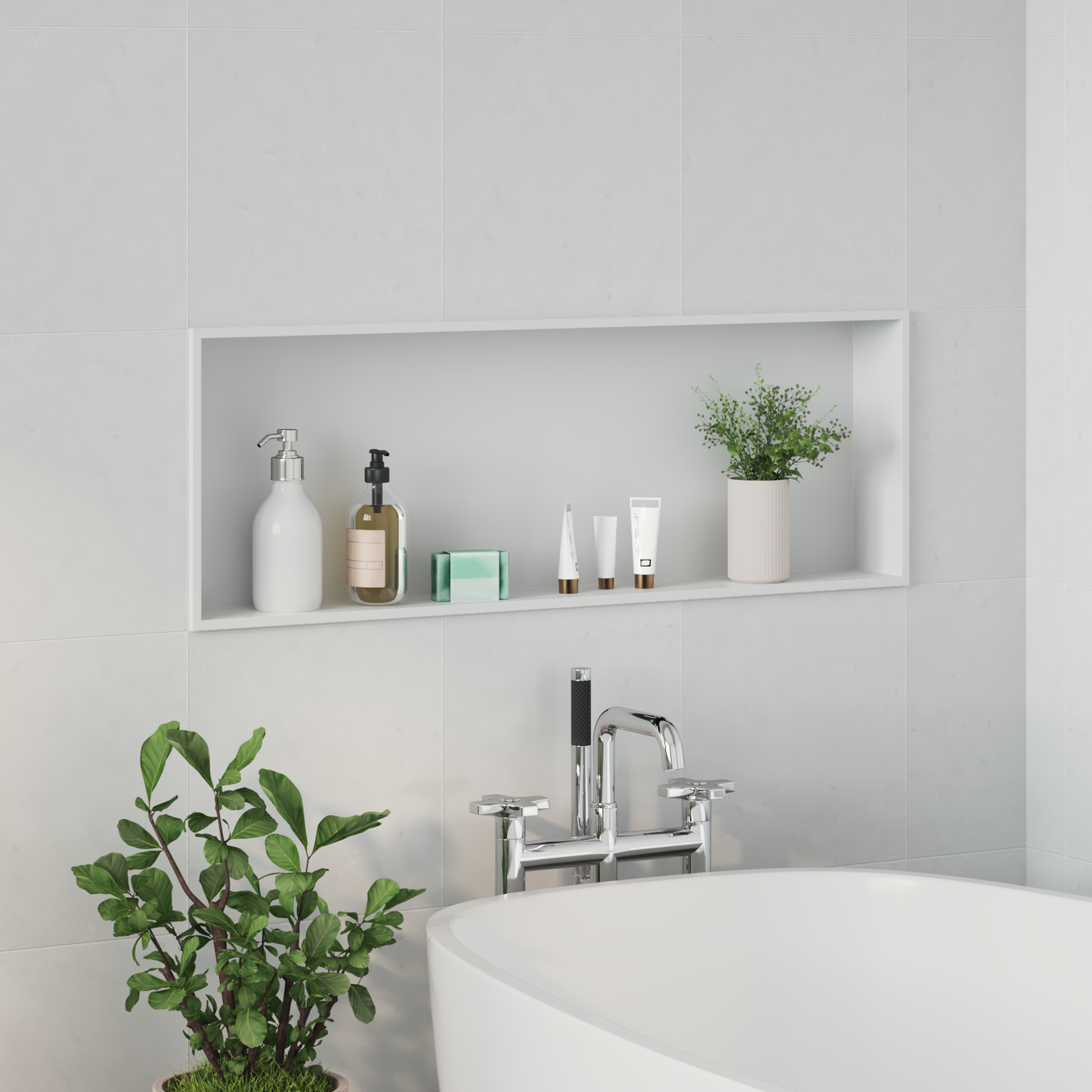 Shower Niche White 90 x 30 x 9.5 cm Stainless Steel