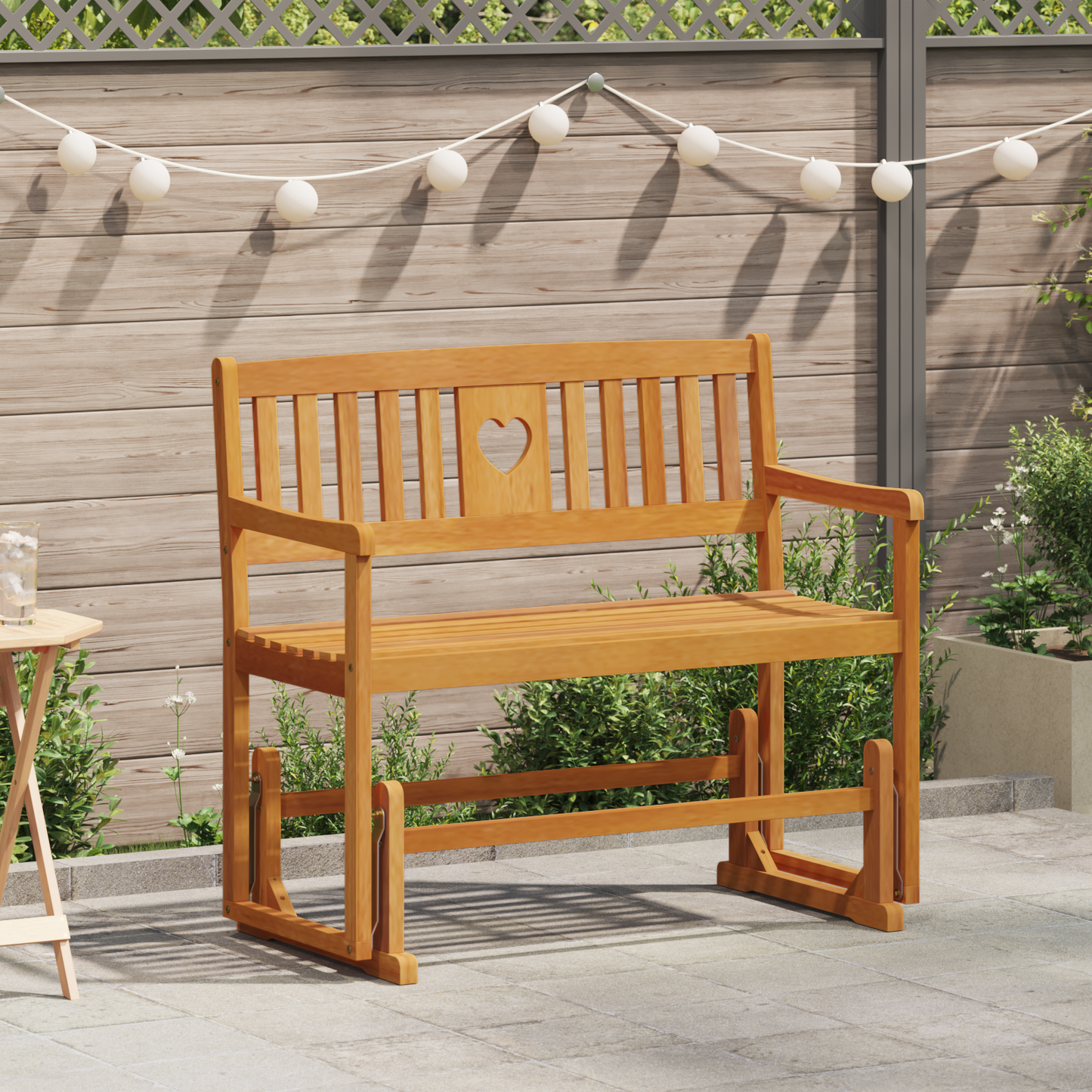 Garden Glider Bench Natural 110 x 59 x 97 cm Solid Acacia Wood