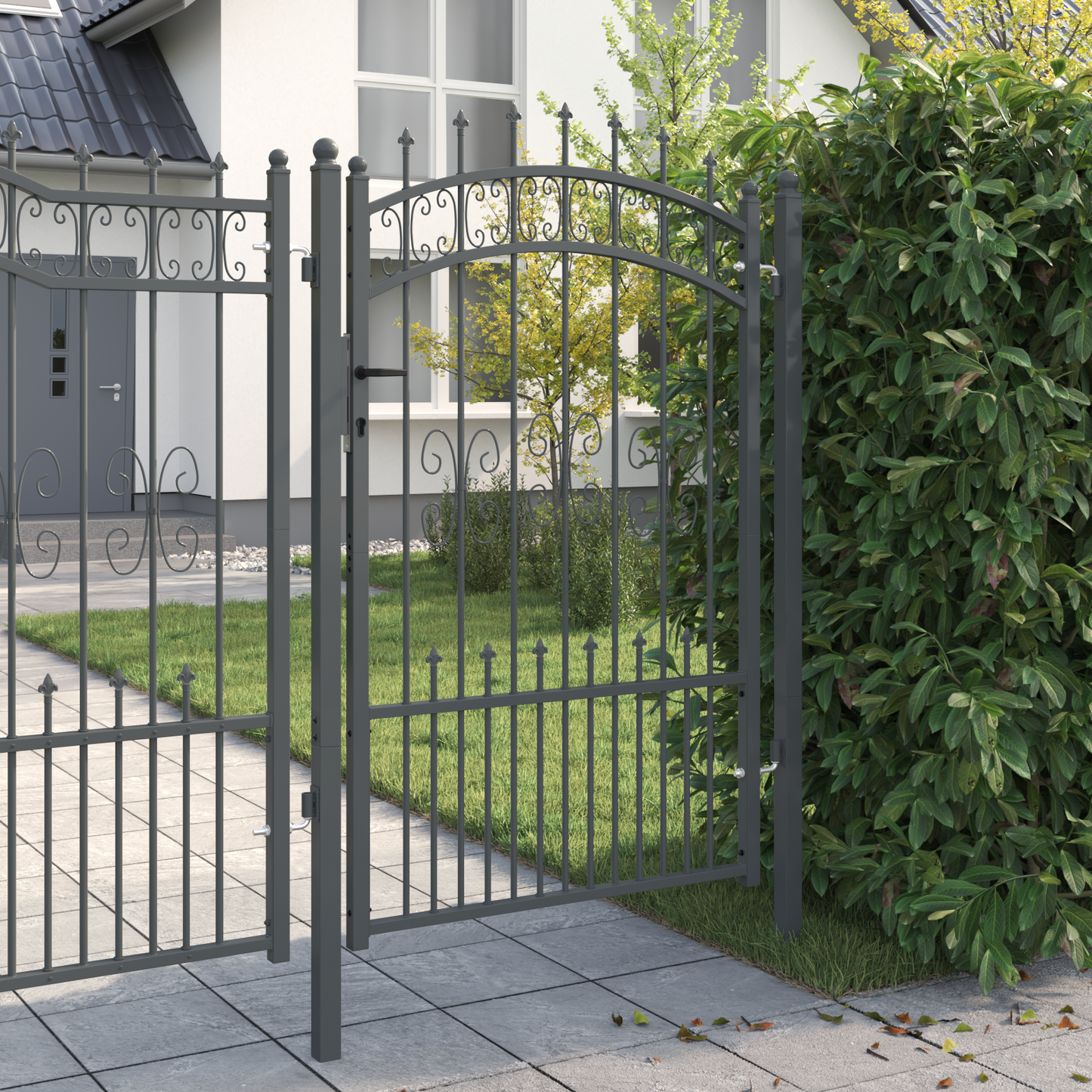 Fence Gate with Spear Top KAMPEN 103 x 200 cm Steel Grey
