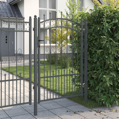 Fence Gate with Spear Top KAMPEN 103 x 200 cm Steel Grey