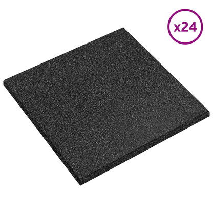 Fall Protection Tiles 24 pcs Black 50 x 50 cm Rubber