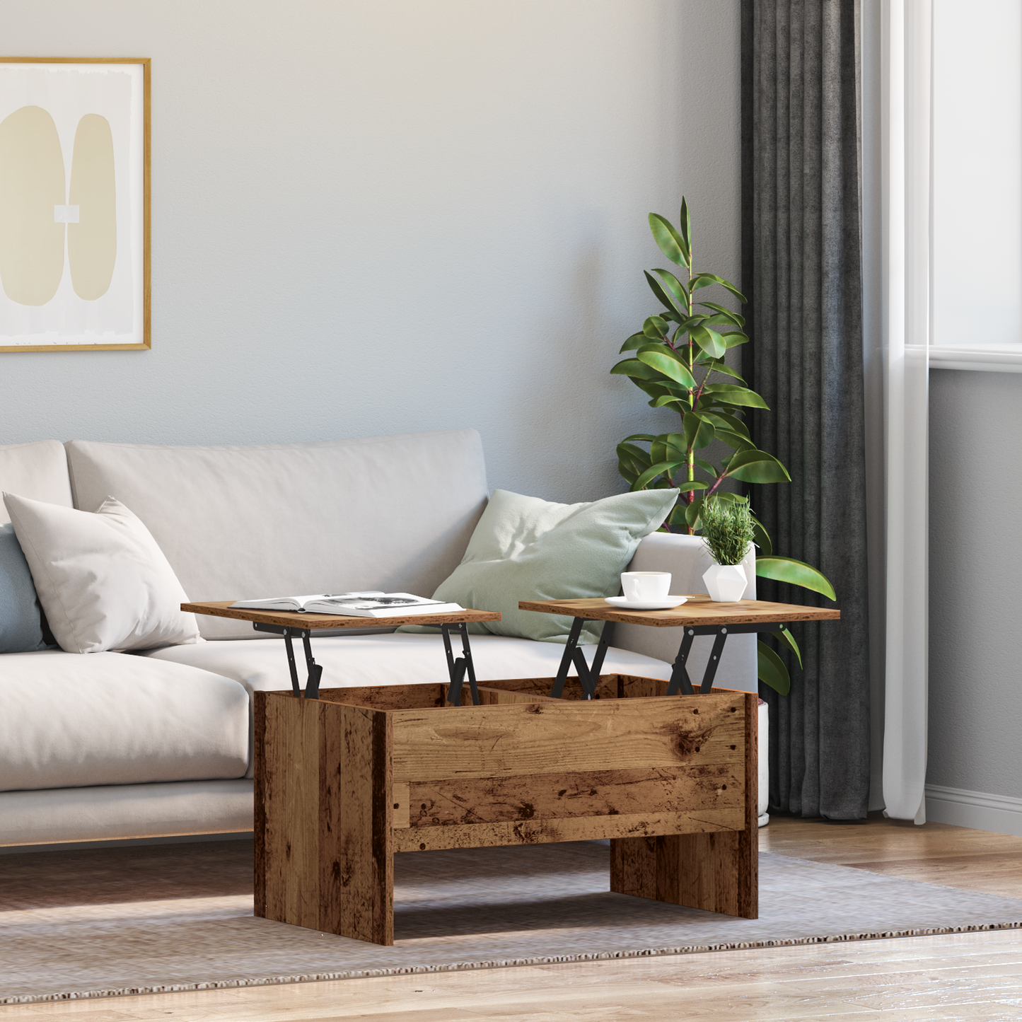 Coffee Table Old Wood 102 x 50.5 x 46.5 cm Engineered Wood