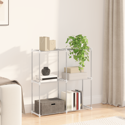 Tubular Shelf with Storage White 86 x 27 x 90 cm Aluminium